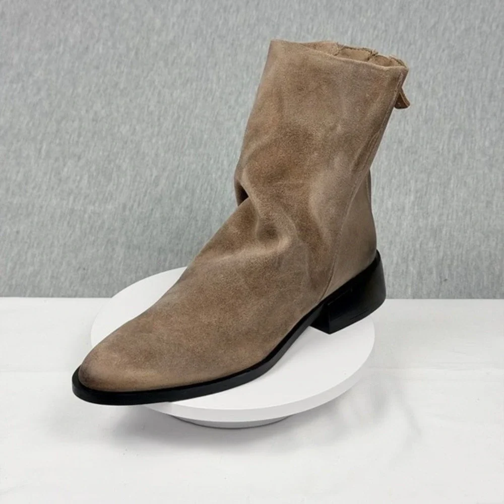 Steve Madden Nexie Slouch Bootie Taupe‎ Suede Pointed Toe Ankle Boots Size 9